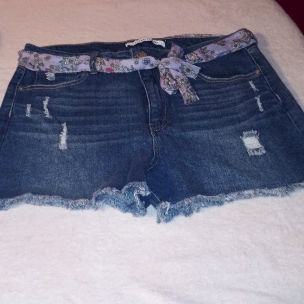 Celebrity Pink Jean Shorts Distresse  Medium Wash, 17/33 junior size
